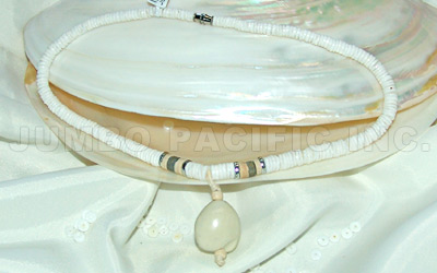 Graduated Shell Heishe Necklace with lumbang seed cream